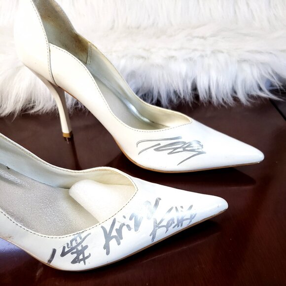 Early 00's White Patent Pointy Toe Pump Stilletto Heels Sz 8 Signed  Tech N9ne - Picture 11 of 11